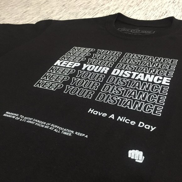 Black - Hand Printed "KEEP YOUR DISTANCE" T-shirts - Picture 3 of 5